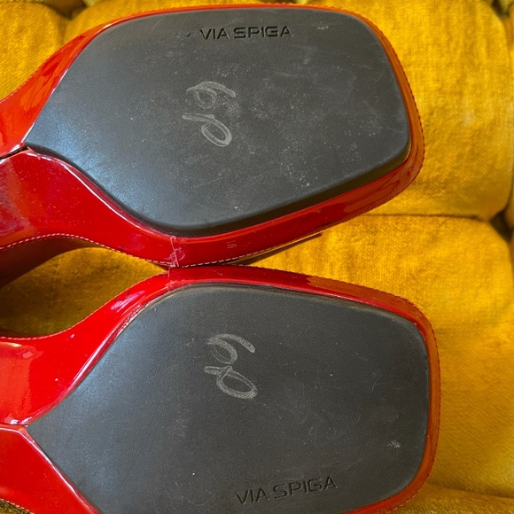 Via Spiga Red Gloss Slip On Wedges - Picture 9 of 10